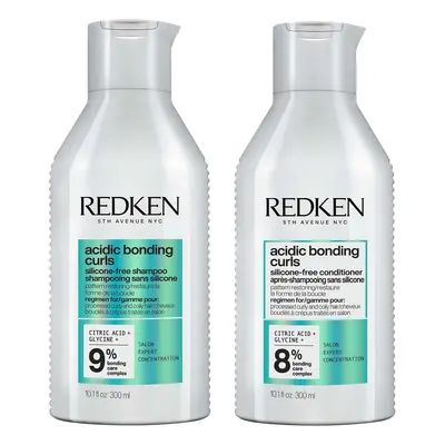 Redken Acidic Bonding Curls Silicone-Free Shampoo and Conditioner Bundle for Restoring Damaged C