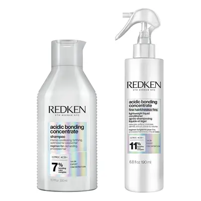 Redken Acidic Bonding Concentrate Shampoo and Lightweight Liquid Conditioner Bond Repair Bundle 