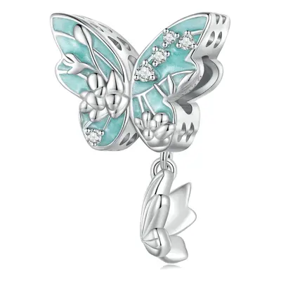 Duży motyl srebrny charms koralik beads srebro 925