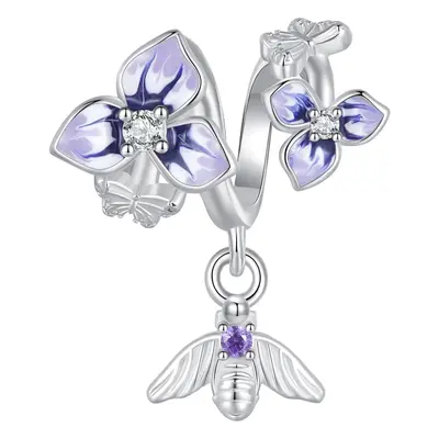 Kwiaty orchidei pszczoła srebrny charms koralik beads