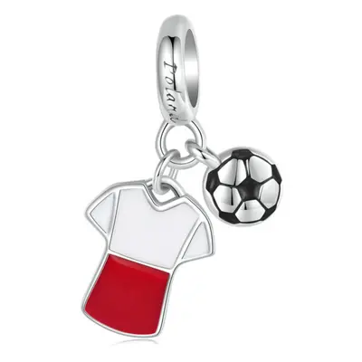 Charms dla kibica koszulka z flagą Polski srebrna zawieszka beads srebro 925