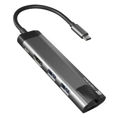 Natec Stacja dokująca Multi Port Fowler Go USB-C - Hub 2x USB 3.0, HDMI 4K, USB-C PD, RJ45