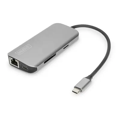 Digitus Stacja dokująca USB Typ C 8 portów Dual Monitor portów 4K 30Hz PD 3.0 RJ45 SD microSD HQ