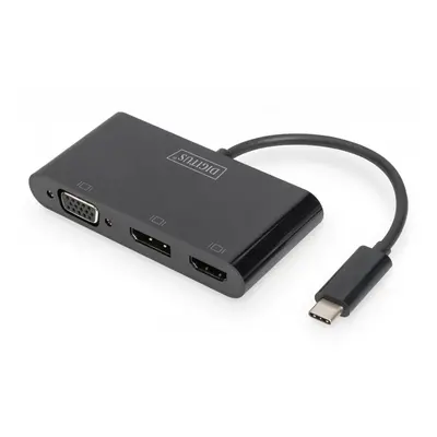 Digitus Adapter graficzny HDMI/DP/VGA 4K 60Hz UHD/ FHD na USB 3.1 Typ C, z audio, czarny