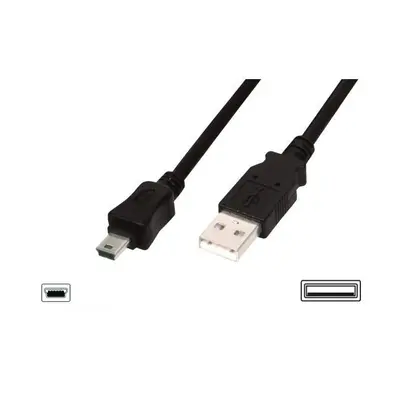 EDNET Kabel połączeniowy USB2.0 Canon Typ USB A/miniUSB B(5pinów),     M/M czarny 3m basic