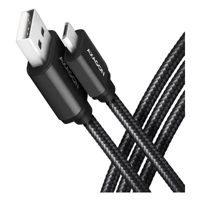 AXAGON BUMM-AM10AB Kabel MicroUSB - USB-A, 1m, USB 2.0, 2.4A, ALU, oplot, Czarny