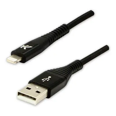 Kabel USB (2.0), USB A M- Apple Lightning M, 1m, MFi certifikat, 5V/2,4A, czarny, Logo, box, opl