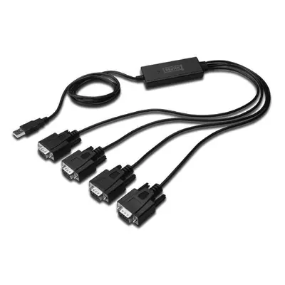 Digitus Konwerter/Adapter USB 2.0 do 4x RS232 (DB9) z kablem USB A M/Ż dł. 1,5m