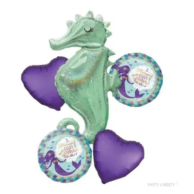 Balon foliowy "Konik Wodny - Mermaid Wishes", Amscan, zestaw