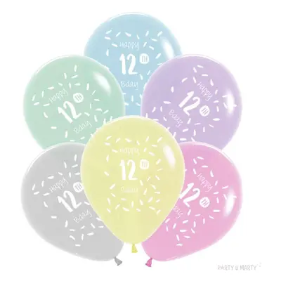 Balony "Happy Birthday - 12th Bday", mix, Folat, 13", 6 szt