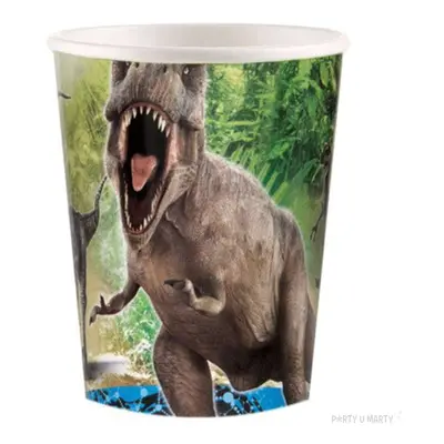 Kubeczki papierowe "Dinozaury Jurassic World", 266 ml, 8 szt