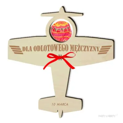 Dekoracja drewniana "Samolot na lizak - Dzień Mężczyzny odlotowego", 14 cm