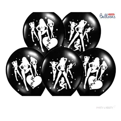 Balony 14", "Seksowne", STRONG, Pastel Black, 6 szt