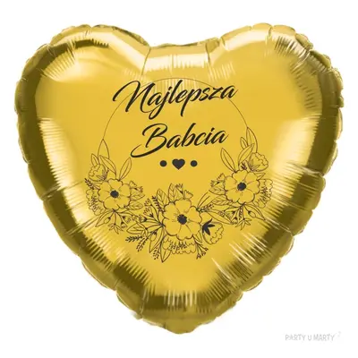 Balon foliowy "Najlepsza Babcia", złoty, 18", HRT