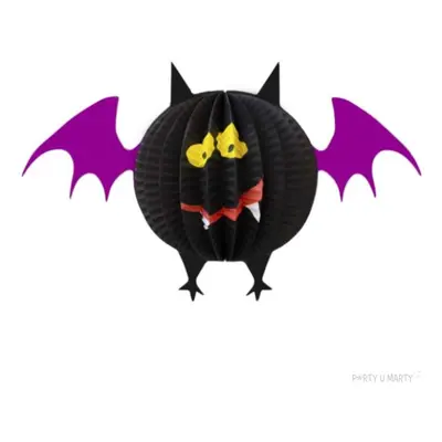 Dekoracja "Honeycomb - Halloweenowy Nietoperz", PartyPal, 28 cm