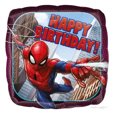 Balon foliowy "SpiderMan - Happy Birthday", Amscan, 18", SQR