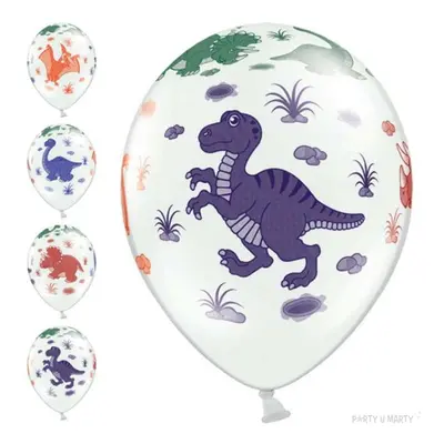 Balony 14", "Dinozaury", STRONG, Pastel White, 50 szt