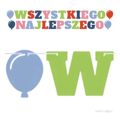 Baner "Wszystkiego Najlepszego - 4 balony", mix, Godan, 3 m