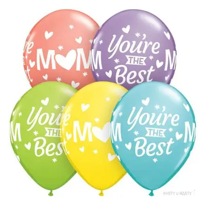 Balony "Mom Youre The Best,", mix, Qualatex, 11", 50 szt