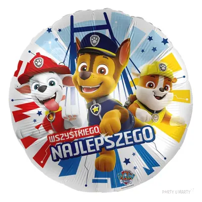 Balon foliowy "Paw Patrol - Chase, Marshall, Rubble - Wszystkiego Najlepszego", Premioloon, 17",