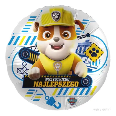 Balon foliowy "Paw Patrol - Rubble Wszystkiego Najlepszego", Premioloon, 17", RND