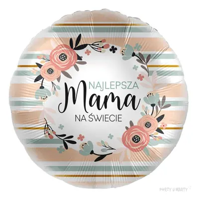 Balon foliowy "Najlepsza Mama na Świecie - paski", Premioloon, 17", RND