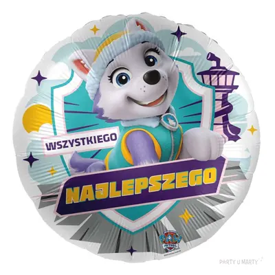 Balon foliowy "Paw Patrol - Everest Wszystkiego Najlepszego",  Premioloon, 17", RND