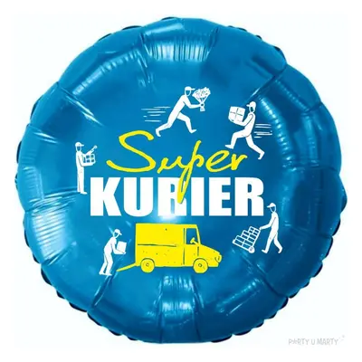 Balon foliowy "Dzień Kuriera - Super Kurier", żółto-niebieski, 18", RND