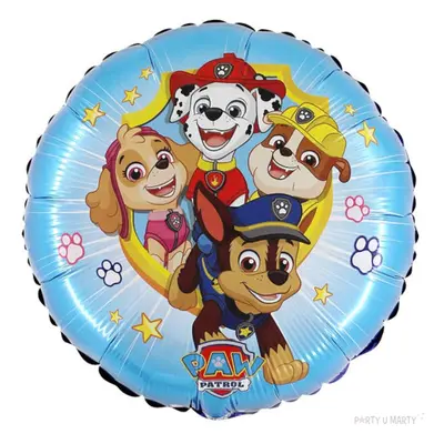 Balon foliowy "Psi Patrol - Radosna Ekipa - Gwiazdki i Łapy", Grabo, 18", RND