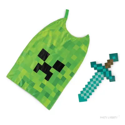 Strój dla dzieci "Zestaw Minecraft Creeper - diamentowy miecz i peleryna", Disguise, rozm. 92-10