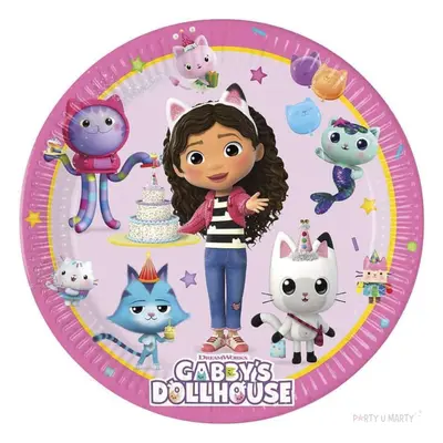 Talerzyki papierowe "Koci Domek Gabi - Gabbys Dollhouse", Procos, 20 cm, 8 szt