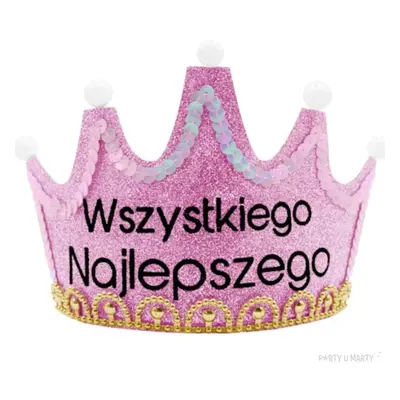 Korona party "Wszystkiego najlepszego - ledowa", jasnoróżowa, PartyPal