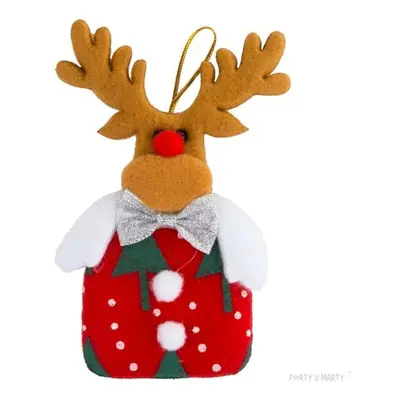Zawieszka na choinkę "Renifer - czerwone ubranko ", Czakos, 14 cm