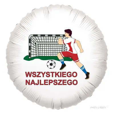 Balon foliowy "Piłkarz Robert - Wszystkiego Najlepszego", biały, 18", RND