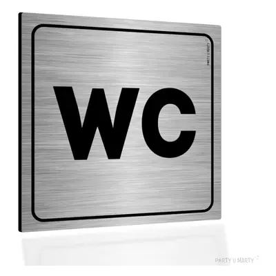 Tabliczka informacyjna - znak BHP na drzwi "WC", srebrny, do restauracji, łazienka, toaleta 10x1