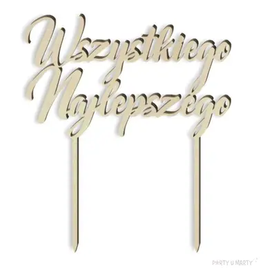 Topper drewniany "Wszystkiego Najlepszego", 15 cm