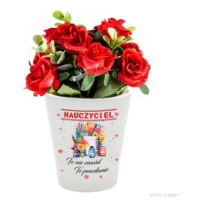 Prezent dla nauczyciela na Dzień Edukacji Narodowej - doniczka "Nauczyciel to nie zawód" 10 cm