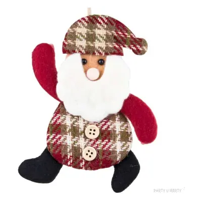 Zawieszka na choinkę "Mikołaj - ubranko w kratkę", Czakos, 20 cm