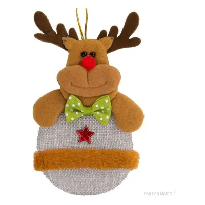 Zawieszka na choinkę "Renifer - jutowe ubranko ", Czakos, 14 cm