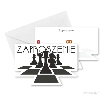 Zaproszenie "Szachy - Figury", 9,6 x 14,6 cm, 1 szt