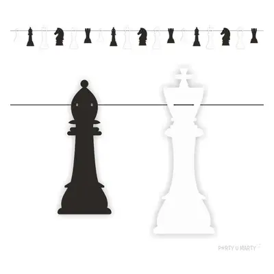 Baner "Szachy", czarno-biały, 2,5 m