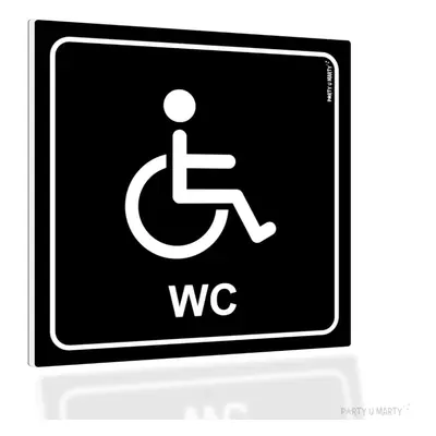 Tabliczka informacyjna - znak BHP na drzwi "WC dla inwalidów", czarny, łazienka, toaleta, 10x10 