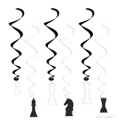 Świderki wiszące "Szachy" czarno-białe, 6 szt