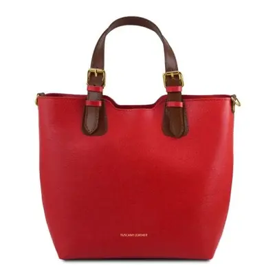 Tuscany Leather TL Bag - skórzana torba Saffiano, kolor czerwony TL141696