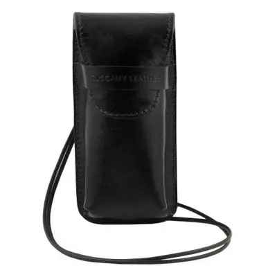 Tuscany Leather Ekskluzywne skórzane etui na okulary/smartfon - rozmiar L , kolor czarny TL14132