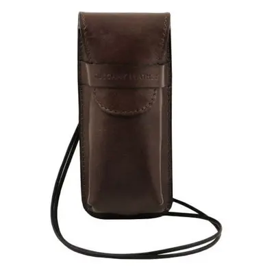 Tuscany Leather Ekskluzywne skórzane etui na okulary/smartfon/zegarek , kolor ciemny brąz TL1412