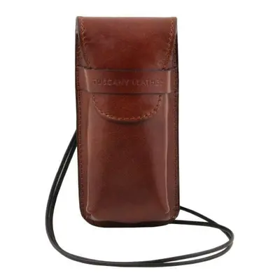 Tuscany Leather Ekskluzywne skórzane etui na okulary/smartfon - rozmiar L , kolor brązowy TL1413