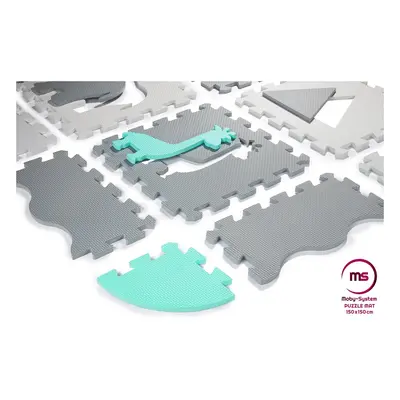 Mata piankowe puzzle XL 150 x 150 x 1cm z obrzeżem - pianka EVA - miętowa