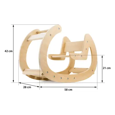 Drewniany bujak Montessori - plac zabaw - drewniany naturalny - od 12 mies.