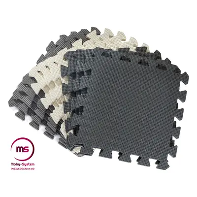 Piankowe puzzle 12szt. - piankowa mata edukacyjna 120 x 90 x 1.2cm z obrzeżem - szara
